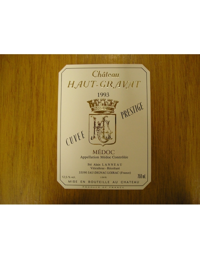 etiquette haut-gravat cuvée prestige 1993